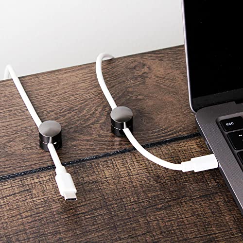 ICONIT Cable Anchors for Desk Organization Gun Metal | Premium Aluminum Cord Organizers | Charger + Cable Management Clips for Home & Office | Stylish, Sturdy, & Functional | (3 Pack)