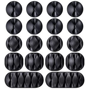 18 pack cable clips self adhesive cord holders ideal cable cords management for organizing cable wires home, office, car, desk nightstand (18-black)
