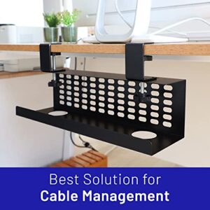 Under Desk Cable Management Tray, 16'' No Drill Cord Management Tray, Desk Accessory and Workspace Organizer for Cable Management
