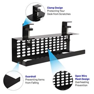 Under Desk Cable Management Tray, 16'' No Drill Cord Management Tray, Desk Accessory and Workspace Organizer for Cable Management