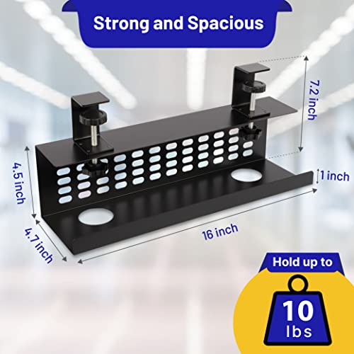 Under Desk Cable Management Tray, 16'' No Drill Cord Management Tray, Desk Accessory and Workspace Organizer for Cable Management