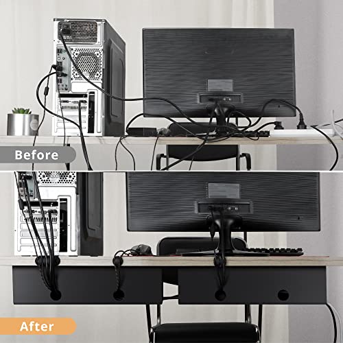 Large Capacity Under Desk Cable Management Trays 2 Pack - 31.5in Ultra Sturdy PVC Cable Tray - Cable Organizer Under Desk for Office and Home, 2 Install Options for All Applications - Black