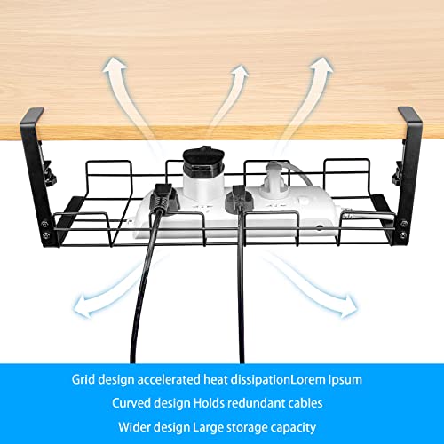 3Pack Under Desk Cable Management Tray,15.7'' Metal No Drill Steel Desk Cable Organizers, Wire Management Tray, Inward Or Outward Cable Rack,Desk Cable Tray With Wire Organizer And Desk Cord Organizer