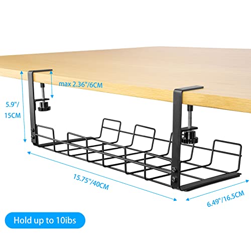 3Pack Under Desk Cable Management Tray,15.7'' Metal No Drill Steel Desk Cable Organizers, Wire Management Tray, Inward Or Outward Cable Rack,Desk Cable Tray With Wire Organizer And Desk Cord Organizer