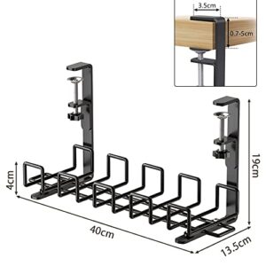 15.7'' Under Desk Cable Management Tray, No Drill Steel Desk Cable Organizers for Office Home, Under Desk Cable Organizer for Wire Management, Desk Cable Tray with Wire Organizer