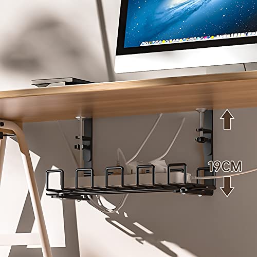 15.7'' Under Desk Cable Management Tray, No Drill Steel Desk Cable Organizers for Office Home, Under Desk Cable Organizer for Wire Management, Desk Cable Tray with Wire Organizer