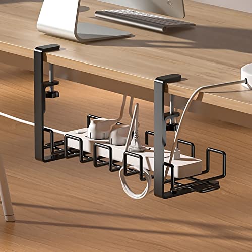 15.7'' Under Desk Cable Management Tray, No Drill Steel Desk Cable Organizers for Office Home, Under Desk Cable Organizer for Wire Management, Desk Cable Tray with Wire Organizer