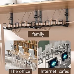 15.7'' Under Desk Cable Management Tray, No Drill Steel Desk Cable Organizers for Office Home, Under Desk Cable Organizer for Wire Management, Desk Cable Tray with Wire Organizer