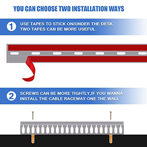 Open Slot Wire Duct Kit, 31.4"(2 x 15.7) Server Rack Cable Management, Cable Management Raceway for Hide Network HDMI VGA Cable, Wiring Raceway Cable Duct, Desk Wire Channel, 2 Pack, Grey