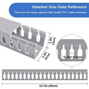 Open Slot Wire Duct Kit, 31.4"(2 x 15.7) Server Rack Cable Management, Cable Management Raceway for Hide Network HDMI VGA Cable, Wiring Raceway Cable Duct, Desk Wire Channel, 2 Pack, Grey