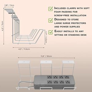 Under Desk Cable Management Tray with Clamps, No Drill Under Desk Cord Management, Desk Cable Organizer, Cable Management Under Desk - Set of 2 with Clamps