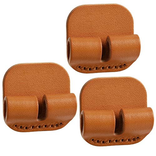 TOPHOME Cable Clips Leather Adhesive Cord Holders Cable Management Cord Organizer for Desktop USB Charging Cable Nightstand Power Cord Mouse Cable Wire PC Office Home(Orange Yellow)-3pcs