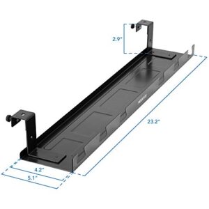 MOUNT-IT! Under Desk Cable Tray [23" Length] Wire Management Basket for Desktop Computers, Laptops, Sit Stand Desks and Workstations (Black)