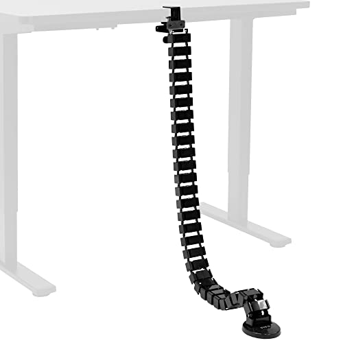 VIVO Clamp-On Vertebrae Cable Management Kit, Height Adjustable Desk Quad Entry Wire Organizer, Black, DESK-AC01P-B