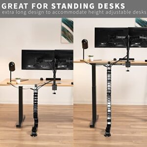 VIVO Clamp-On Vertebrae Cable Management Kit, Height Adjustable Desk Quad Entry Wire Organizer, Black, DESK-AC01P-B