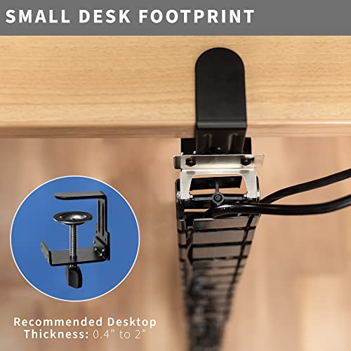 VIVO Clamp-On Vertebrae Cable Management Kit, Height Adjustable Desk Quad Entry Wire Organizer, Black, DESK-AC01P-B
