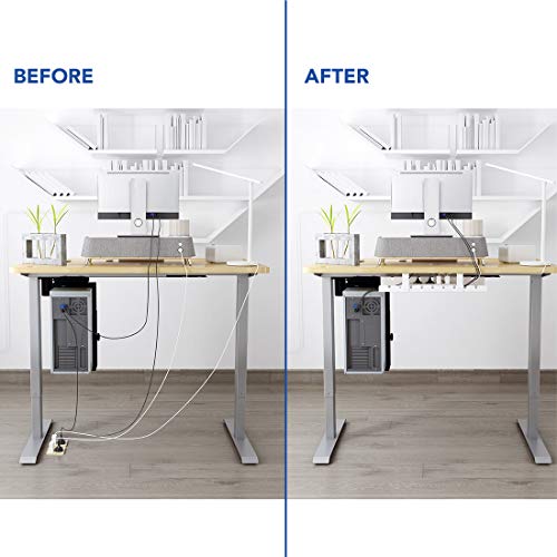 FLEXISPOT Under Desk Cable Management Tray, Metal Raceway Wires Cable Tidy Organizer Office and Home Cable Tray Use for Standing Desk (White)