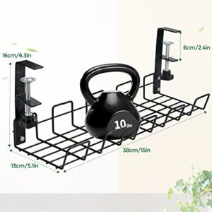 Under Desk Cable Management Tray, Metal Desk Wire Management, Cable Management Under Desk Cord Organizer, Sturdy Wire Cable Holder for Most Office Desks