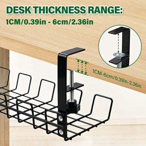 Under Desk Cable Management Tray, Metal Desk Wire Management, Cable Management Under Desk Cord Organizer, Sturdy Wire Cable Holder for Most Office Desks