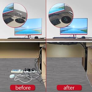 OASHISU 26 Inch Polyester Under Desk Cable Manager Stretch Mesh Net Cord Organizer Elastic Cable Raceway Tray Management for Cords Power Strip with Cord Protector Cable Clips Cable Ties