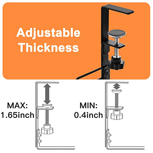 No Drill Under Desk Cable Management Tray, 2 Pack Cable Management Clamp to Desk Cable Rack Under Desk Cord Organizer, Sturdy Metal Cable Tray Basket for Office and Home Standing Desk