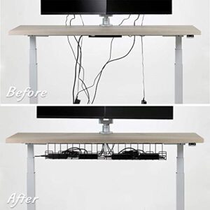 Under Desk Cable Management Tray 2 Packs, 16 inches Under Table Cord Organizer for Wire Management, Metal Wire Cable Mesh Holder for Desks, Offices and Kitchens (Black)