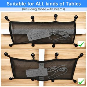 Cable Management Net Under Desk Kit, ZZM Privacy Mesh Cable Manager Flexible Under Desk Wire Net Large Capacity Cord Organizer Net for Office,Standing Desk, Home, 26 X 10 Inches (1 Pack)