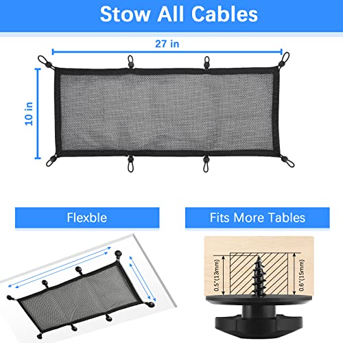 Cable Management Net Under Desk Kit, ZZM Privacy Mesh Cable Manager Flexible Under Desk Wire Net Large Capacity Cord Organizer Net for Office,Standing Desk, Home, 26 X 10 Inches (1 Pack)