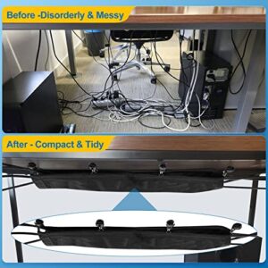 Cable Management Under Desk,Wire Hiders for Desk Flexible Under Desk Cable Management Tray Large Capacity Cord Management Under Desk for Office, Standing Desk,Home,Cable Organizer Desk 25 * 9"-8 Hook