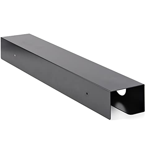 StarTech.com Under Desk Cable Management Tray - Office/Standing Desk Cable Tray Organizer - Desk/Table Mount Holder for Cords/Wire/Power Strip - Computer Cable Manager - 23-1/2"L x 4-1/2"D (UDCMTRAY)