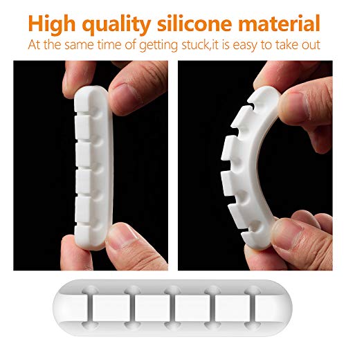 Cord Organizer Cable Management for Desk - 5 Packs White Cable Clips and Cord Keeper, The White Self-Adhesive Cord Holder for Desk and Wire Holder are Easy to Apply and Stops Wire Getting Dirty