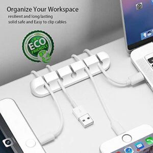 Cord Organizer Cable Management for Desk - 5 Packs White Cable Clips and Cord Keeper, The White Self-Adhesive Cord Holder for Desk and Wire Holder are Easy to Apply and Stops Wire Getting Dirty