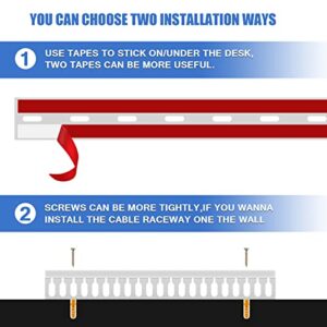 Cable Duct Management Raceway Kit, 31.4" (2 x 15.7) Server Rack Cable Management, Cable Management for Hide Network HDMI VGA Cable, Open Slot Cable Track Desk Wire Channel, Cable Raceway White 2 Pack