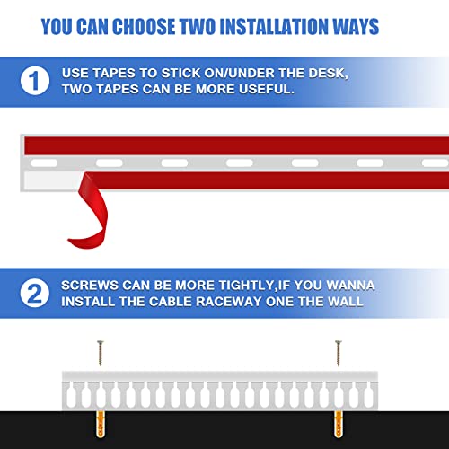 Cable Duct Management Raceway Kit, 31.4" (2 x 15.7) Server Rack Cable Management, Cable Management for Hide Network HDMI VGA Cable, Open Slot Cable Track Desk Wire Channel, Cable Raceway White 2 Pack