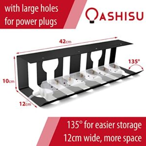 OASHISU 2Pack Under Desk Cable Management Tray in Steel with Cord Management Organizer Kit Cable Sleeves Cable Clips Holder Self Adhesive Tie Fastening Cable Ties for Office & Home Black Cable Raceway