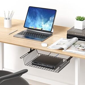 Under Desk Storage Shelf 1 Pack - Metal Under Desk Drawer Slide Out - No Drill/Drill Under Desk Cable Management Tray Basket - Large Under Table Organizer Rack for Home Office, 12.6 x 9.45 x 3.93in