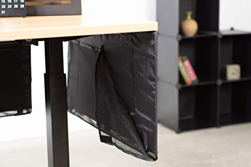VIVO Black 30 inch Under Desk Privacy and Cable Management Organizer Sleeve, Wire Hider Kit Panel System, DESK-SKIRT-30