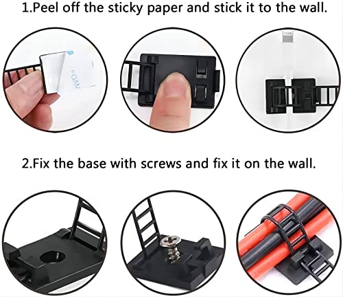 FDG Cable Management Desk Wire Organizer Cable Ties Zip Ties Adhesive Cord Clips Cord Keeper Desk Wire Management 50 Pieces