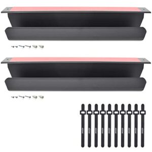 cable management tray, under-desk, on-wall or side-of-desk, 17x4x2.4”, 2-pk, hide & organize your cables, power supplies and power strips, bonus 10-pk cable ties