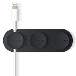elago magnetic cable management buttons, magnetic cable holder, organize 3 cables, powerful magnets, reusable sticker attaches to surface, desk organization (black)