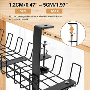 COSIFO Under Desk Cable Management Tray, Desk Cable Tray with 10 Extra Straps, 20 Wire Holder and 2 Cable Holder, Table Cords Organizer-Sturdy Metal Cable Tray Basket for Home Office Desk, 16inch