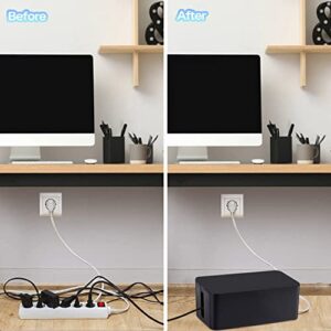 Cable Management Box, 3 Pack Cord Organizer Boxes with 33 PCS Cable Management Set to Cover Hide Power Strip, Surge Protector Under Desk & on Floor, Wire Concealer for Home Office Computer TV (Black)