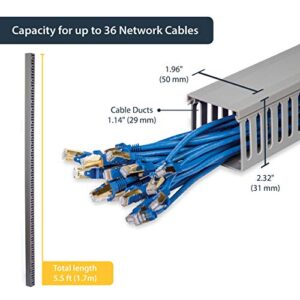 StarTech.com 2x2in Server Rack Cable Management Finger Duct w/ Cover - Open Slot Wire Raceway for Network & A/V Cables (AD2X2)