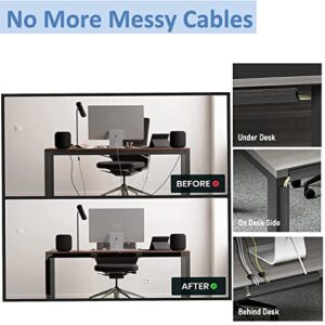 Cable Management 62.6'' J Channel Cable Raceway, 4 Pack Cord Cover, Under Desk Cable Management Kit, Self-Adhesive Desk Cabel Organizer, Easy to Install Cord Organizer for Home Office, 4X15.7IN Black