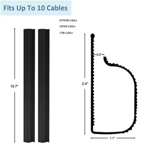 Cable Management 62.6'' J Channel Cable Raceway, 4 Pack Cord Cover, Under Desk Cable Management Kit, Self-Adhesive Desk Cabel Organizer, Easy to Install Cord Organizer for Home Office, 4X15.7IN Black