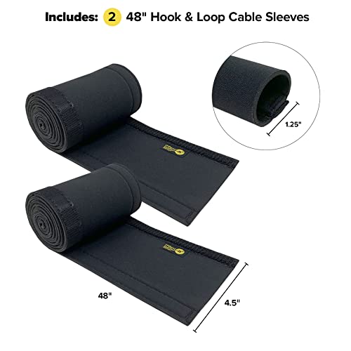 Hook and Loop Cable Sleeve by Wrap-It Storage - 48" x 4.5" (2-Pack) Black - Cut to Size Cord Organizer and Cable Protector for Desk, TV Cord Management to Hide and Cover Wire and Extension Cords