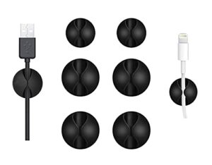 good az store cable wire cord clips organizer holder clamp self-adhesive cord management system for charging usb network headphone cables for car desk office home (pack of 6 black silicone )