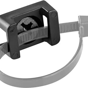 Pro-Grade, Slim, 1"x .6" Cable Tie Mounts With Screws 100 Pack. High Strength, Black Zip Tie Bases For Wire Management. Permanently Anchor To Wall, Desk or Baseboard. Run Cords at Your Home or Office