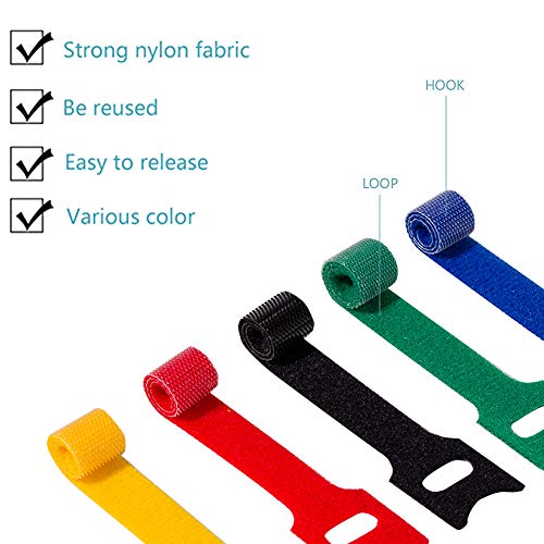 Reusable Fastening Cable Ties 6 in Cable Management Ties 100 pcs Cable Straps Wire Ties Adjustable Cord Organizer for Home Office Data Centers Electronics PC TV