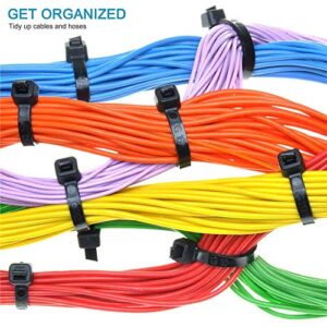 HMROPE 100pcs Cable Zip Ties Heavy Duty 12 Inch, Premium Plastic Wire Ties with 50 Pounds Tensile Strength, Self-Locking Black Nylon Zip Ties for Indoor and Outdoor